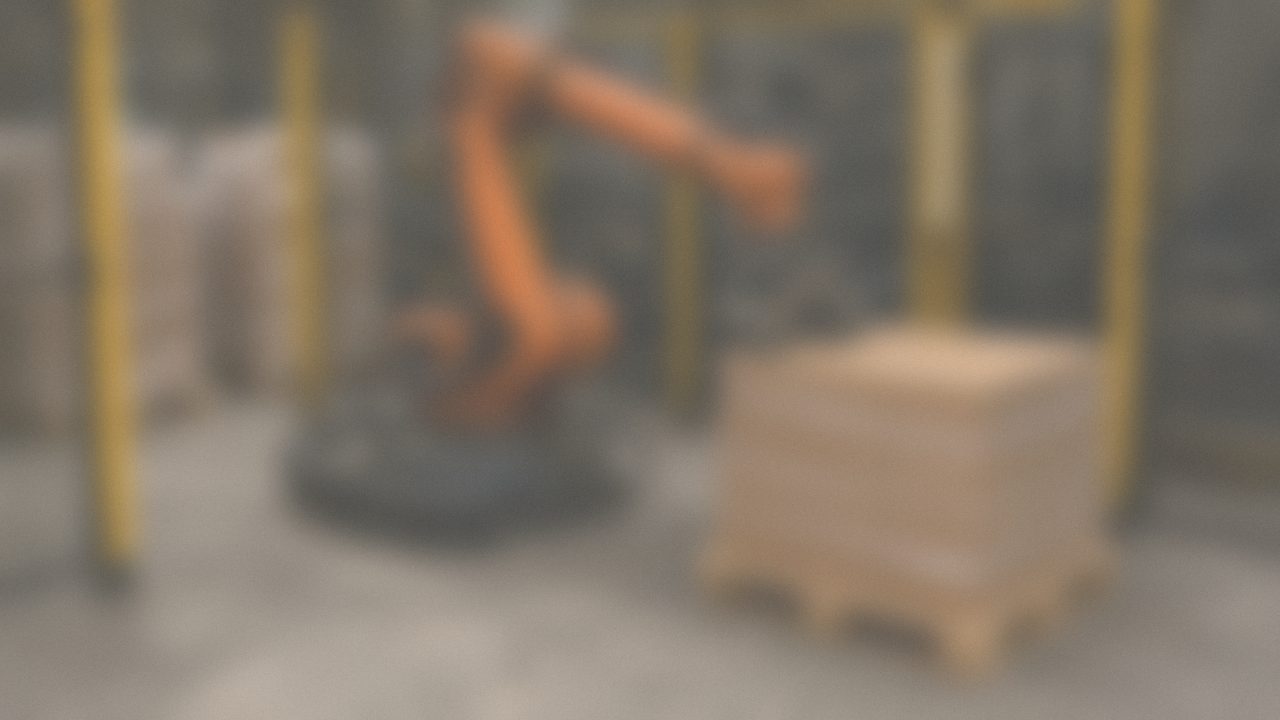 Palletizing cell with gantry robot and stacked cases