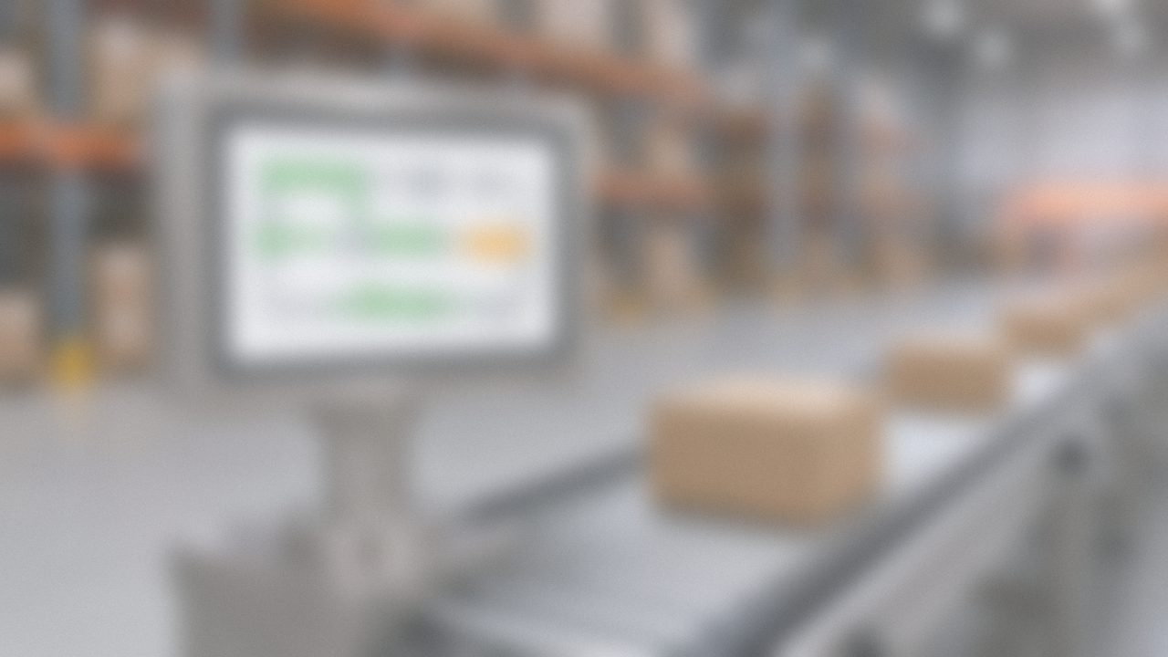 Stainless operator HMI on a pedestal showing live line status